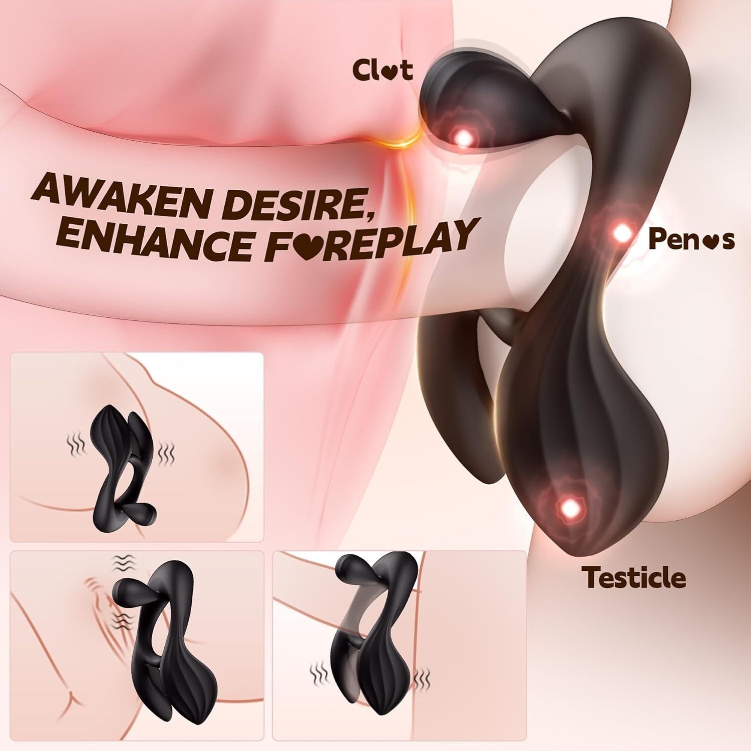 Vibrating Cock Ring Male Sex Toys – Couples Sex Toys for Clitoris & Testicle Stimulation