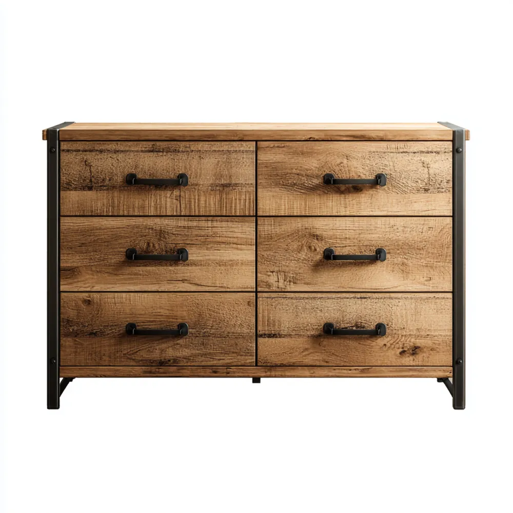 Cassettiera Legno Metallo 120x40x80 cm - Design Industriale
