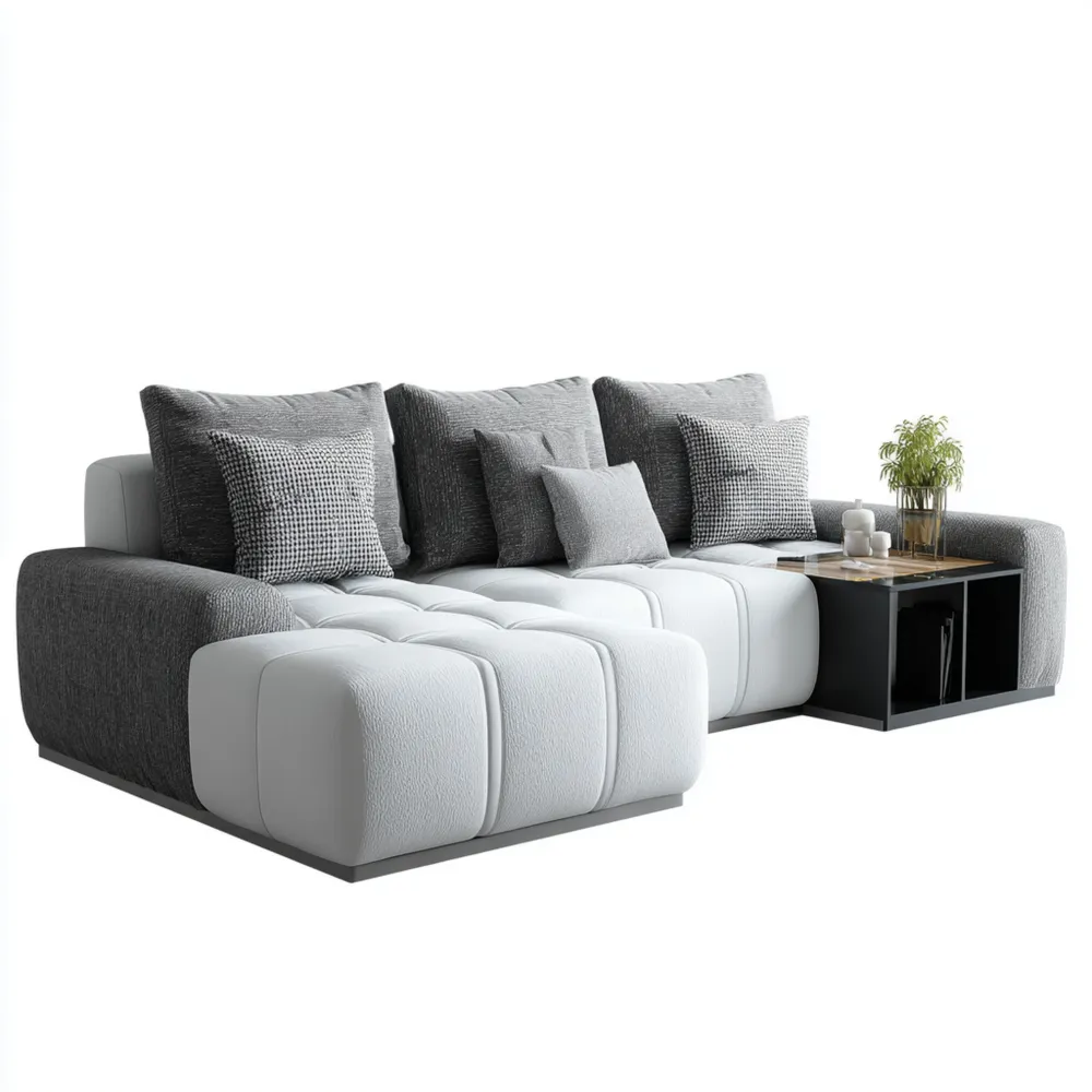 Divano angolare in tessuto 280x180x90 cm – Grigio/Antracite – Design moderno