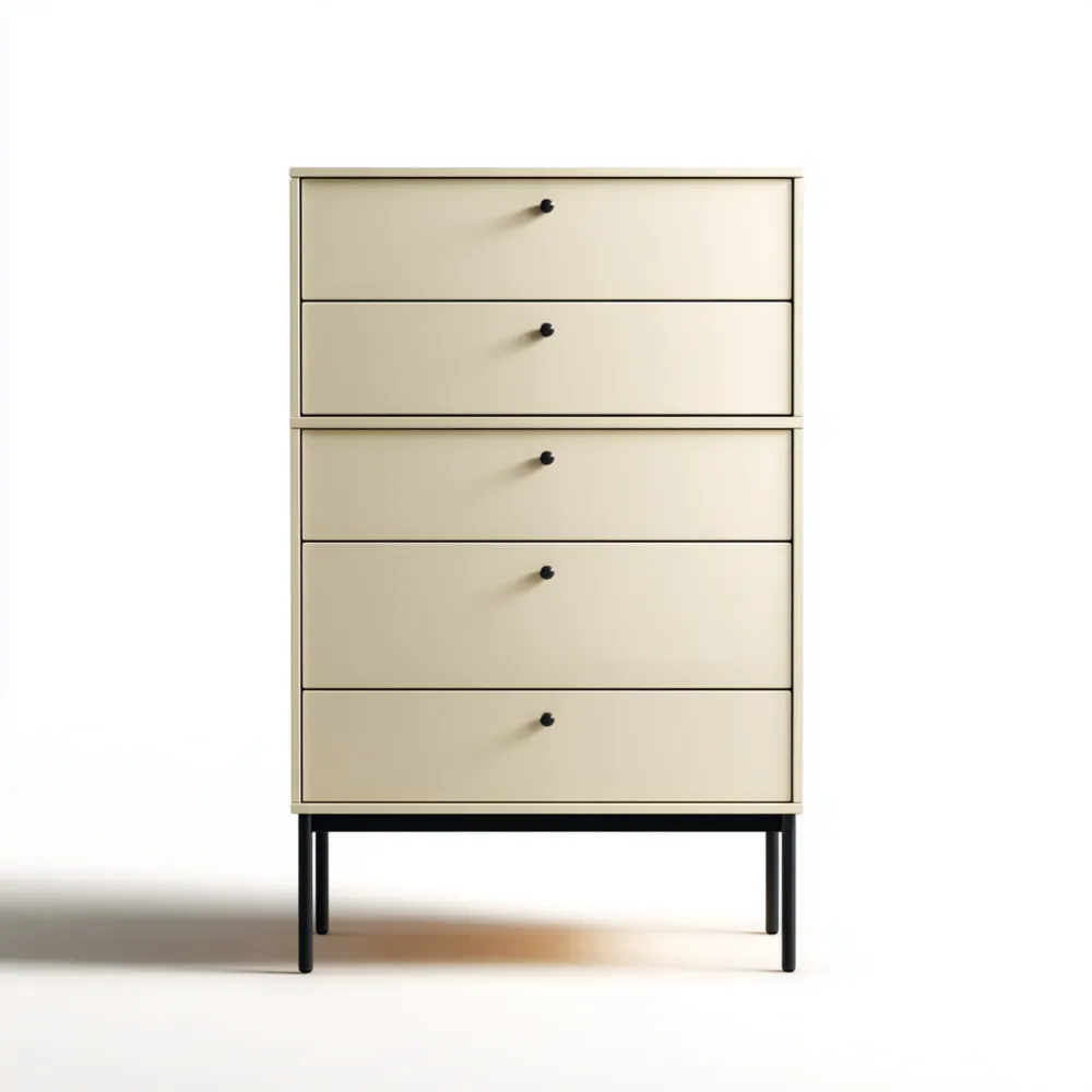 Cassettiera in Legno 80x40x120 cm - Beige - Design Moderno