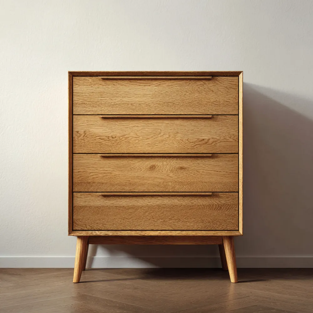 Cassettiera Legno Massello 80x40x100 cm - Naturale - Design Minimalista