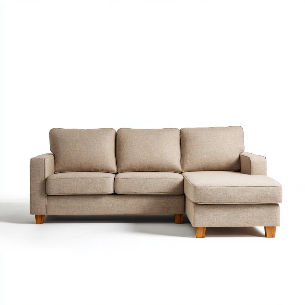 Divano angolare tessuto 220x90x85 cm – Beige – Stile contemporaneo