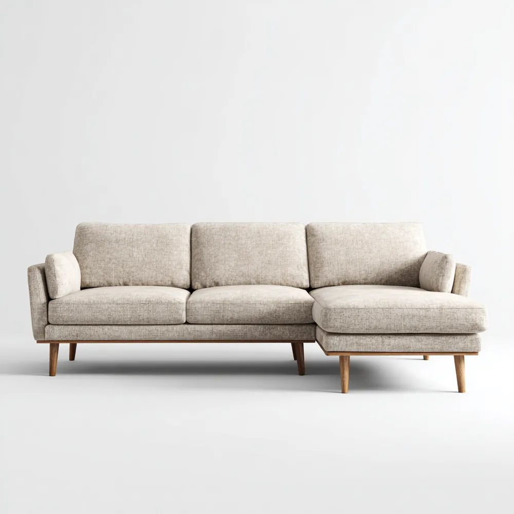 Divano angolare in tessuto 290x160x85 cm - Beige - Design contemporaneo