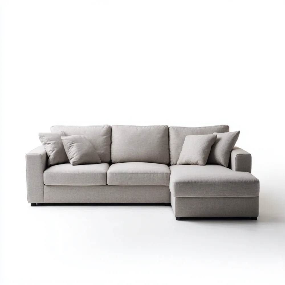 Divano angolare in tessuto 250x150x85 cm - Grigio Chiaro