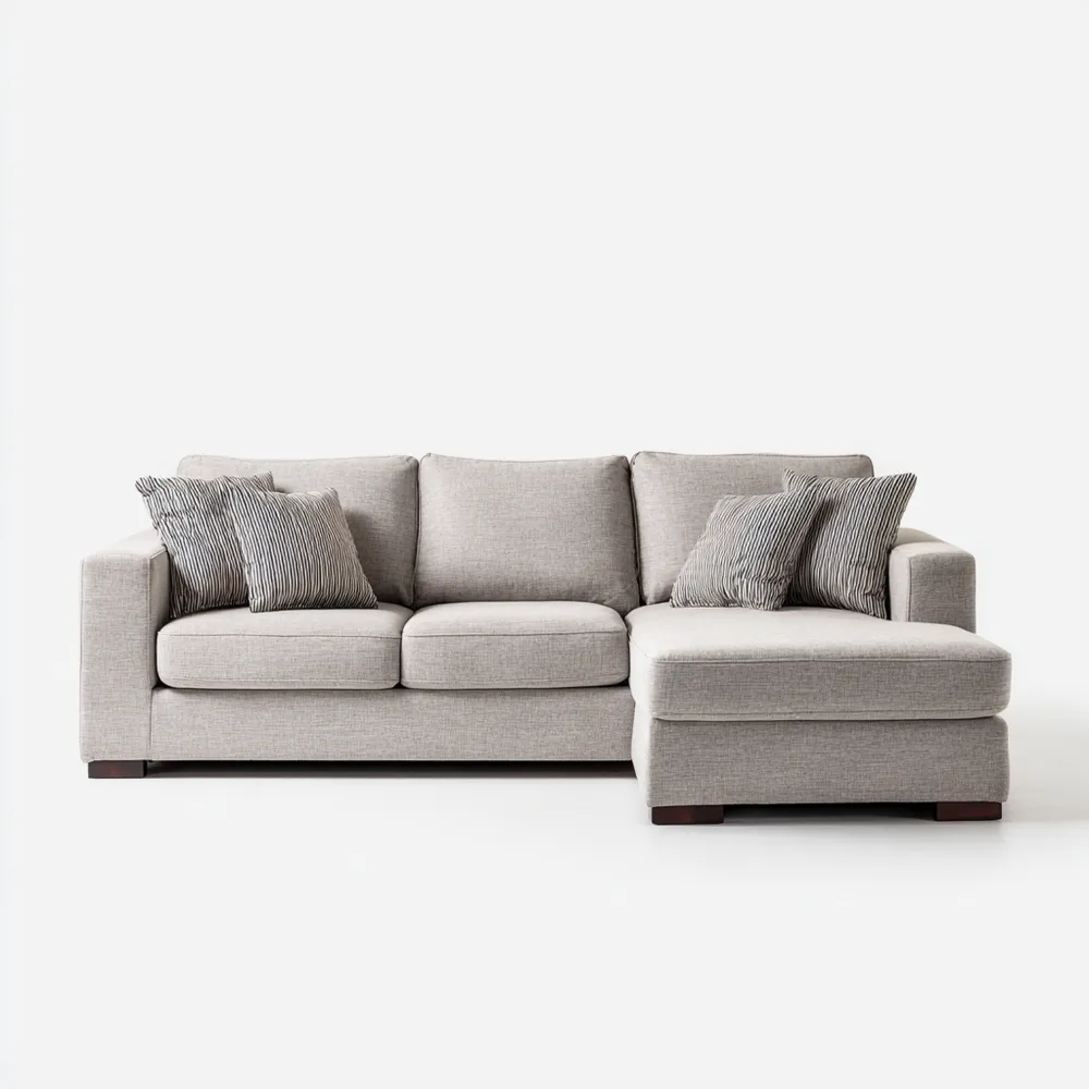 Divano angolare in tessuto 300x150x90 cm - Grigio Chiaro