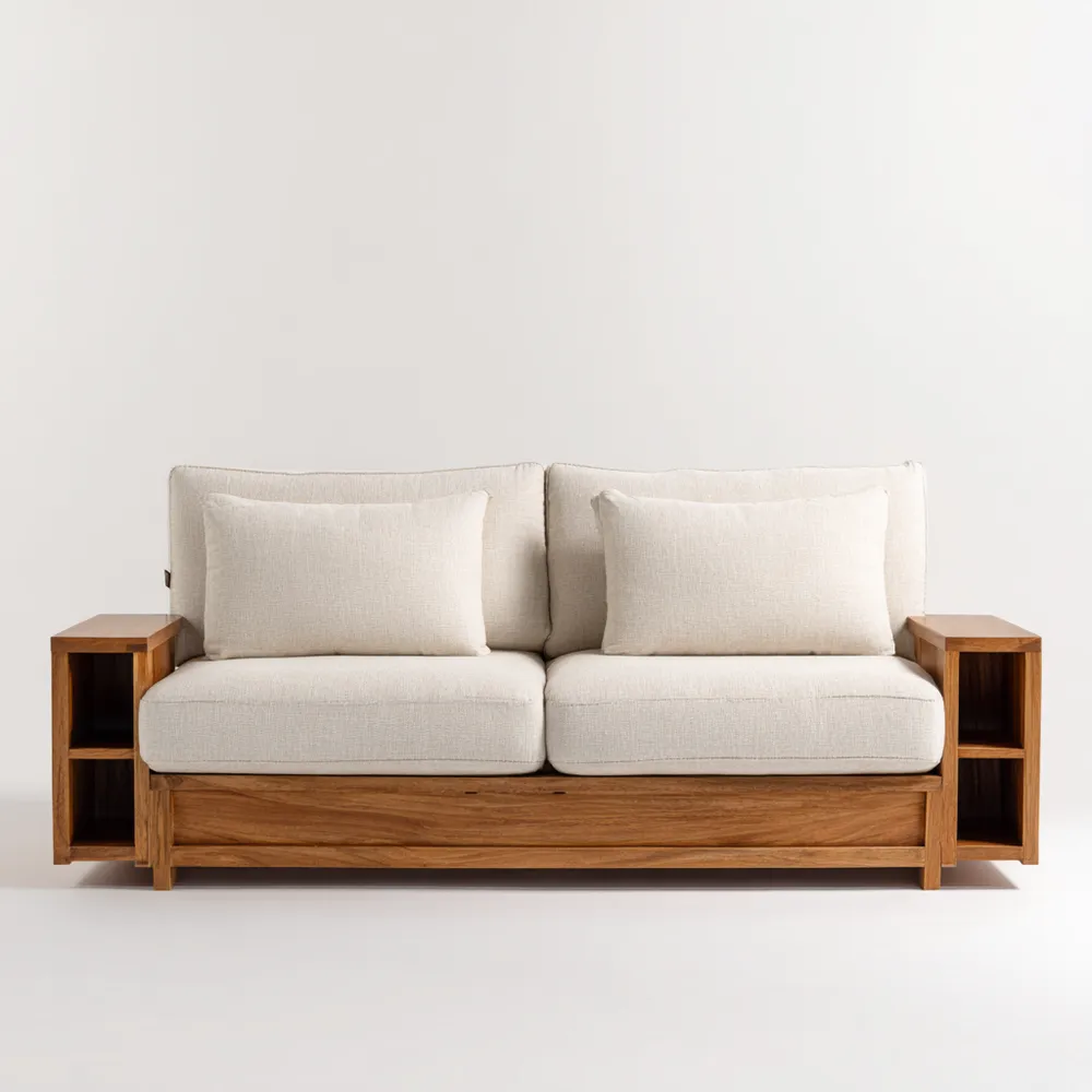 Divano due posti in tessuto 180x85x75 cm - Beige - Design moderno-Livoravita