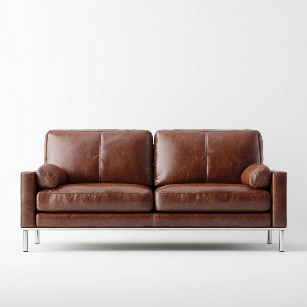 Divano due posti Pelle 150x85x80 cm - Marrone - Design Moderno-Livoravita