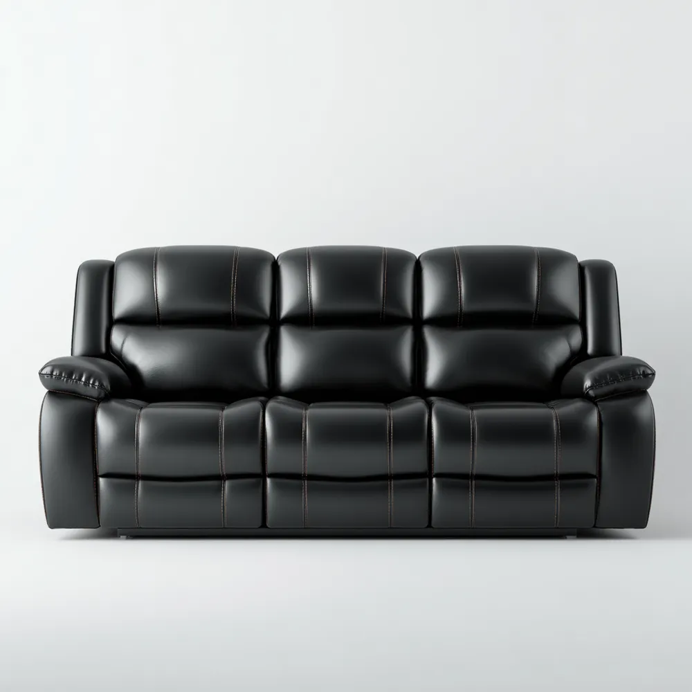 Divano a tre posti - Pelle - 200x95x100 cm - Nero - Design Ergonomico-Livoravita