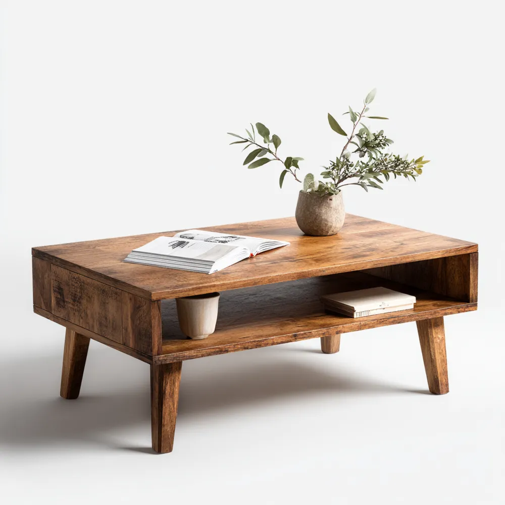 Tavolino da caffè in legno massello 110x60x45 cm – Naturale – Design moderno-Livoravita
