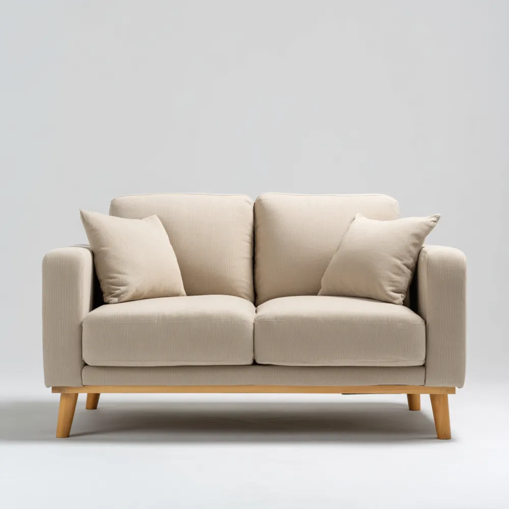 Divano due posti imbottito in tessuto 150x85x75 cm – Beige – Design moderno-Livoravita