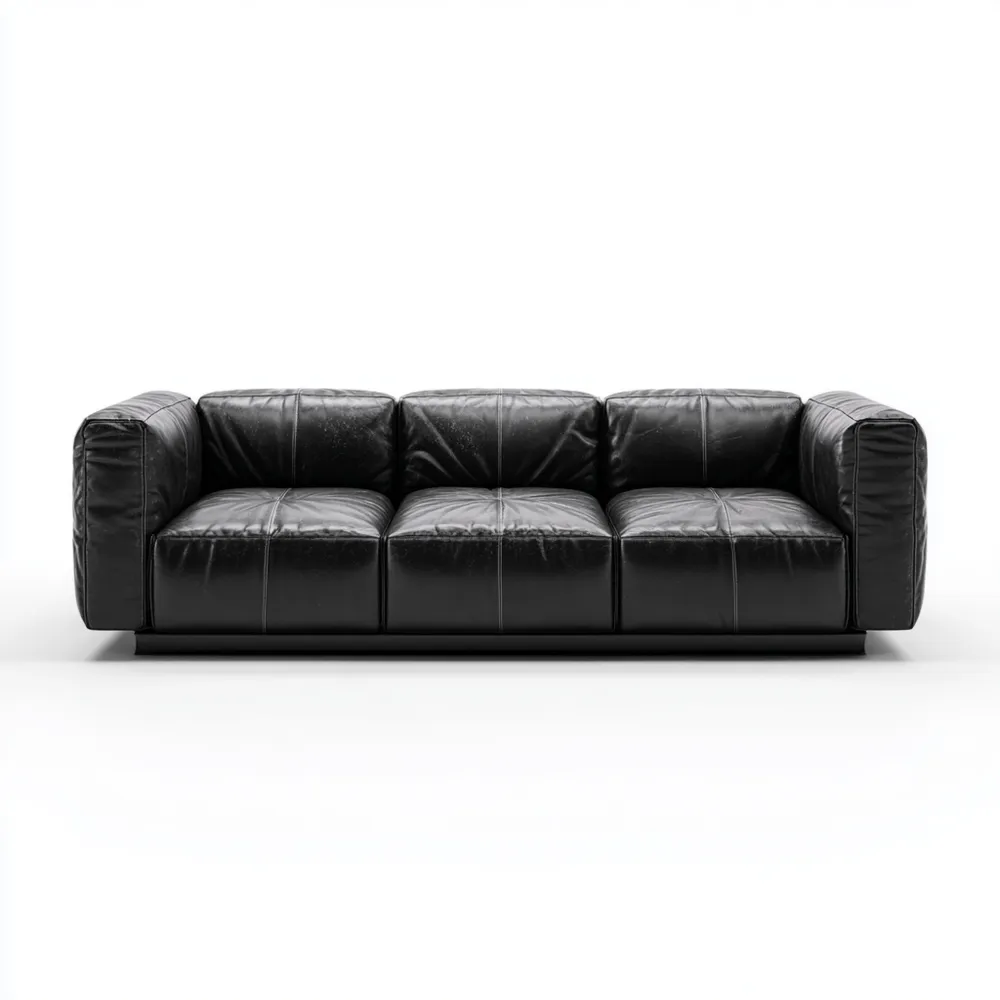 Divano a tre posti in pelle 200x85x70 cm - Nero - Design Moderno-Livoravita