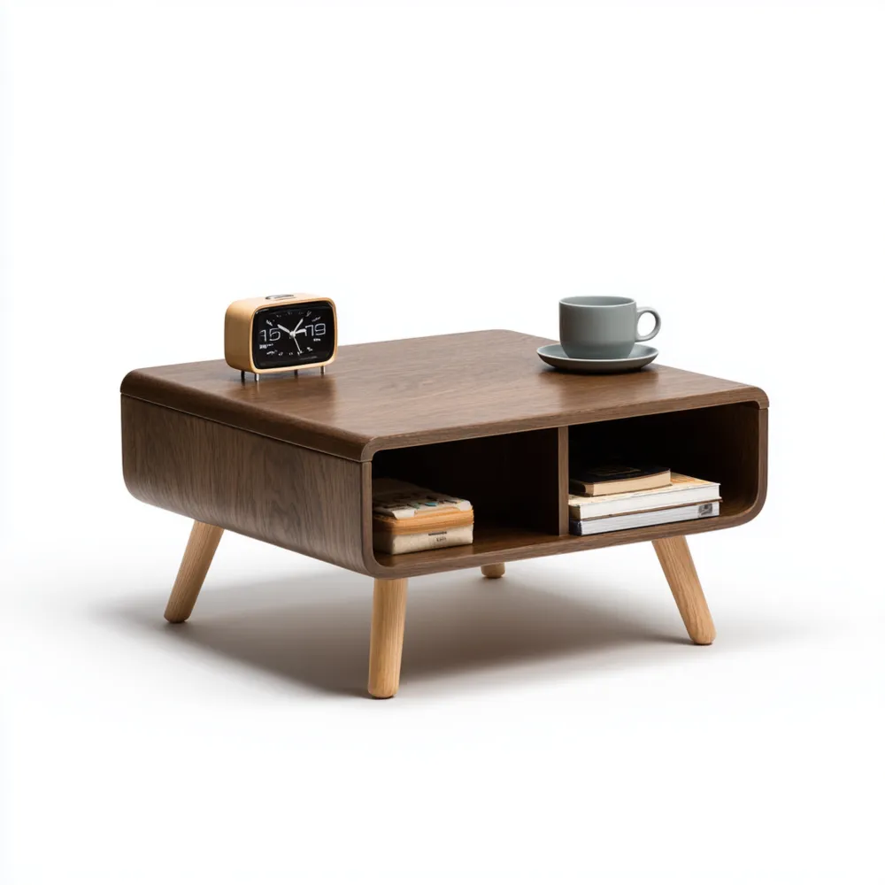 Tavolino da caffè in legno 90x55x40 cm - Marrone - Design retrò-Livoravita