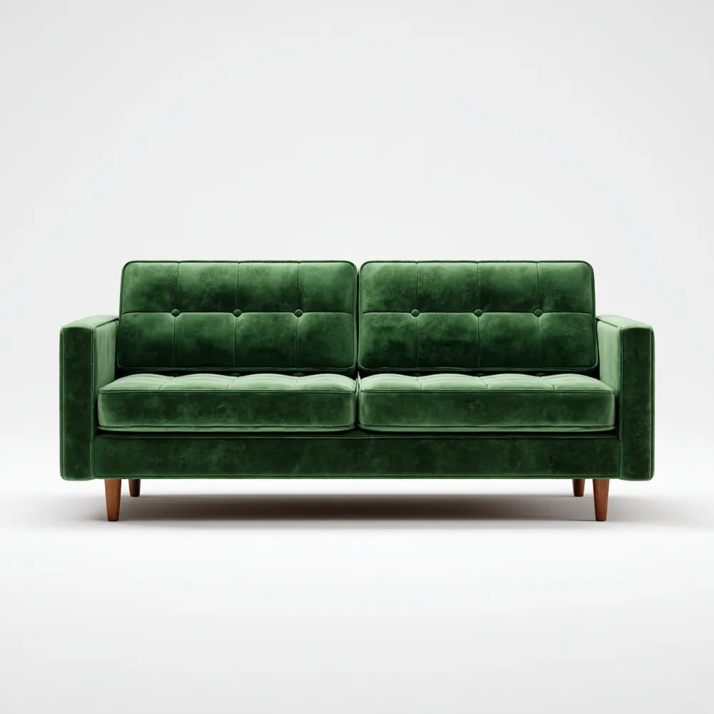 Divano due posti - Velluto - Verde - 180x85x80 cm-Livoravita