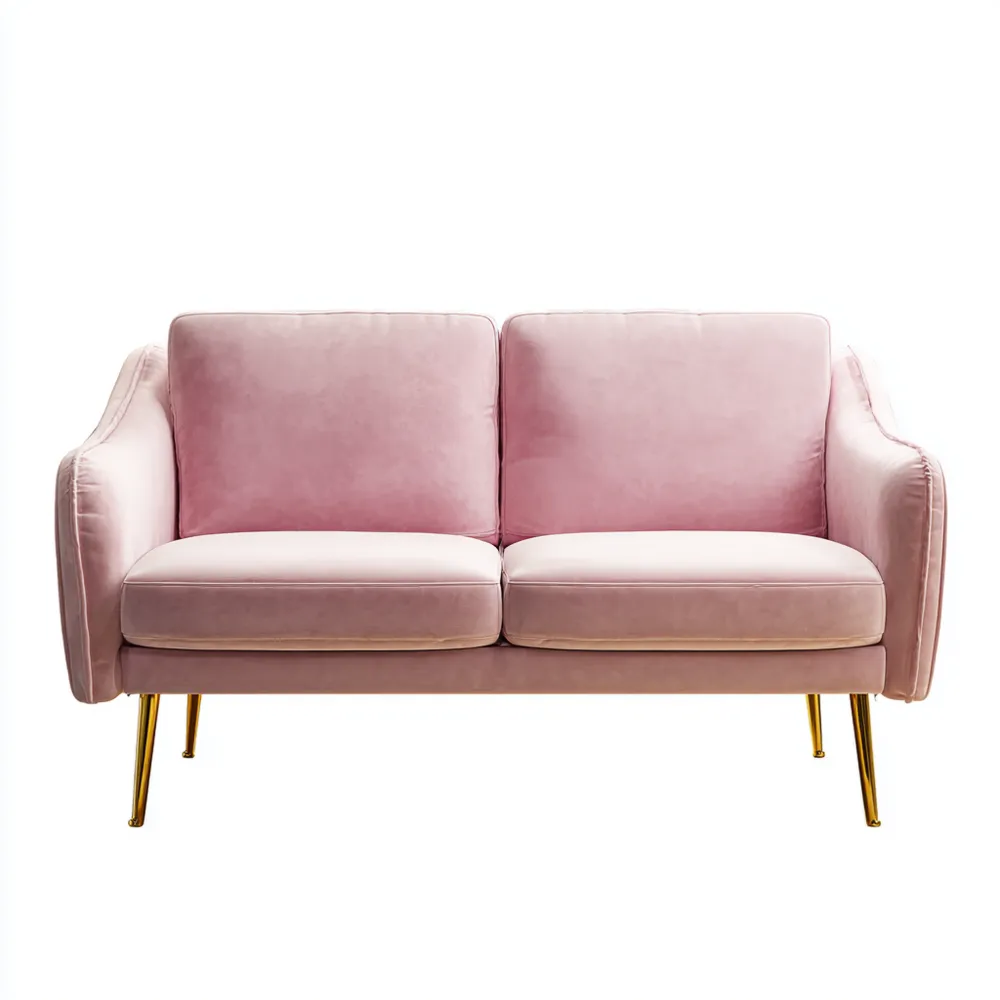 Canapé 2 places Velours 140x85x80 cm – Rose – Design Moderne