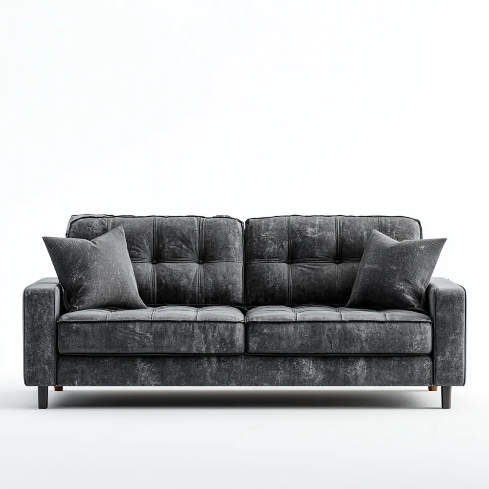 Canapé 2 places 150x85x80 cm - Tissu en velours - Noir - Design moderne