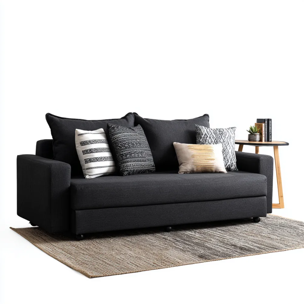 Canapé 2 places Tissu 190x90x85 cm - Noir - Design Contemporain