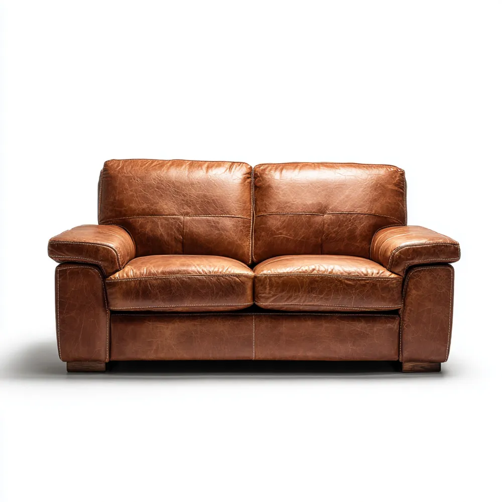 Canapé 2 places Cuir 150x85x90 cm – Marron – Design Classique