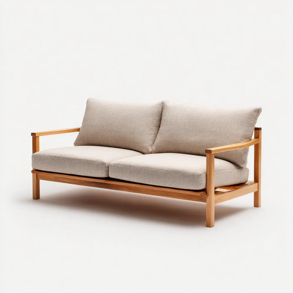 Canapé 2 places 150x75x80 cm Cadre en Bois Beige – Design Moderne