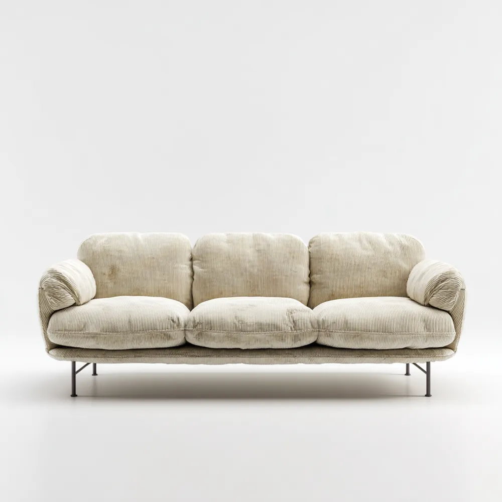 3-Sitzer-Sofa Cord Beige 210x90x85 cm Metallbeine – Modernes Design-Dwellinora