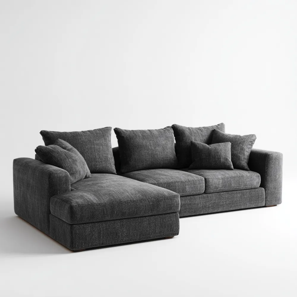 Ecksofa Stoff 250x160x85 cm - Dunkelgrau - Modernes Design-Dwellinora
