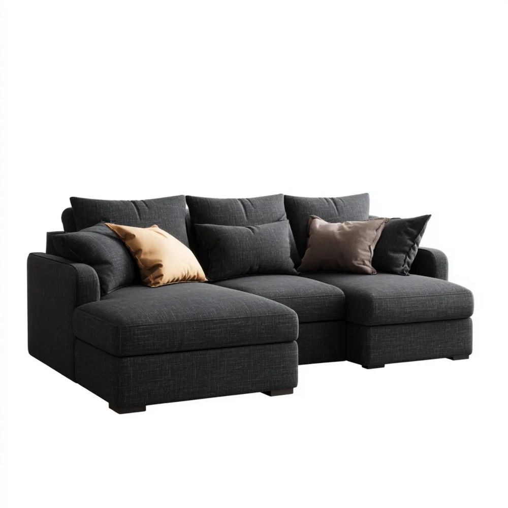 Ecksofa Stoff 300x100x80 cm – Dunkelgrau – Modernes Design-Dwellinora