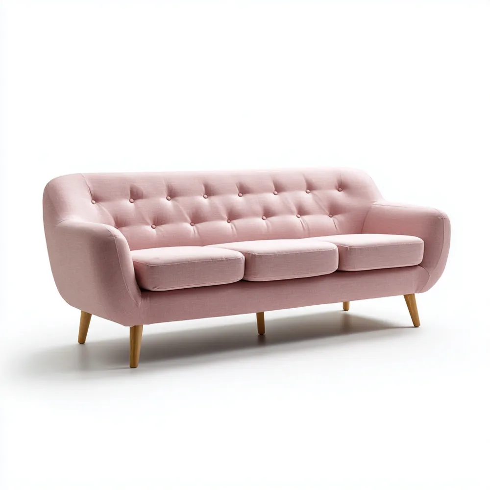 3-Sitzer-Sofa Stoff 200x85x90 cm – Rosa – Skandinavisches Design-Dwellinora
