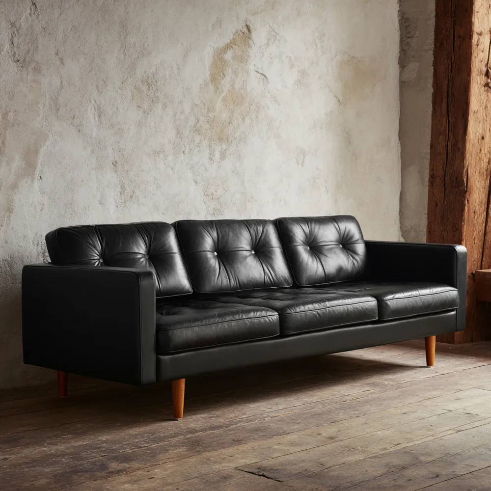 3-Sitzer-Sofa Leder 215x85x80 cm – Schwarz – Modernes Design-Dwellinora