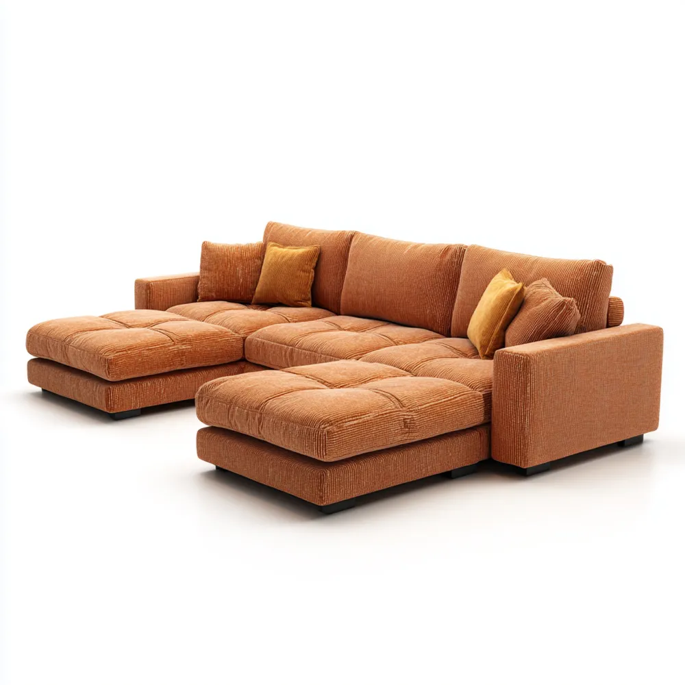Ecksofa Cordstoff 285x160x90 cm - Orange - Modernes Design-Dwellinora
