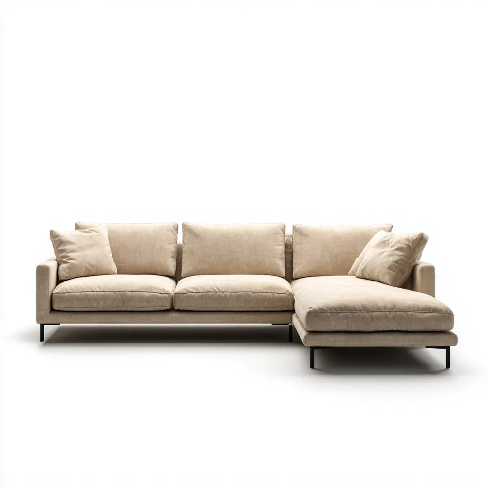 Ecksofa Stoffpolsterung 280x160x85 cm – Beige – Zeitgenössisches Design-Dwellinora