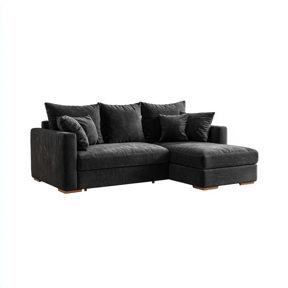 Ecksofa Stoff 280x160x85 cm – Dunkelgrau – Moderner Stil-Dwellinora