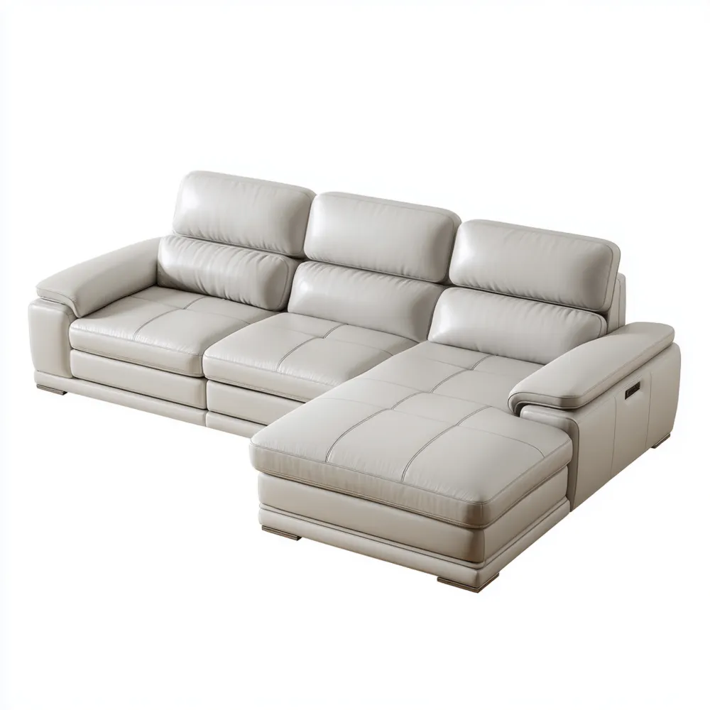 Ecksofa Leder 270x200x85 cm - Hellgrau - Modernes Design-Dwellinora