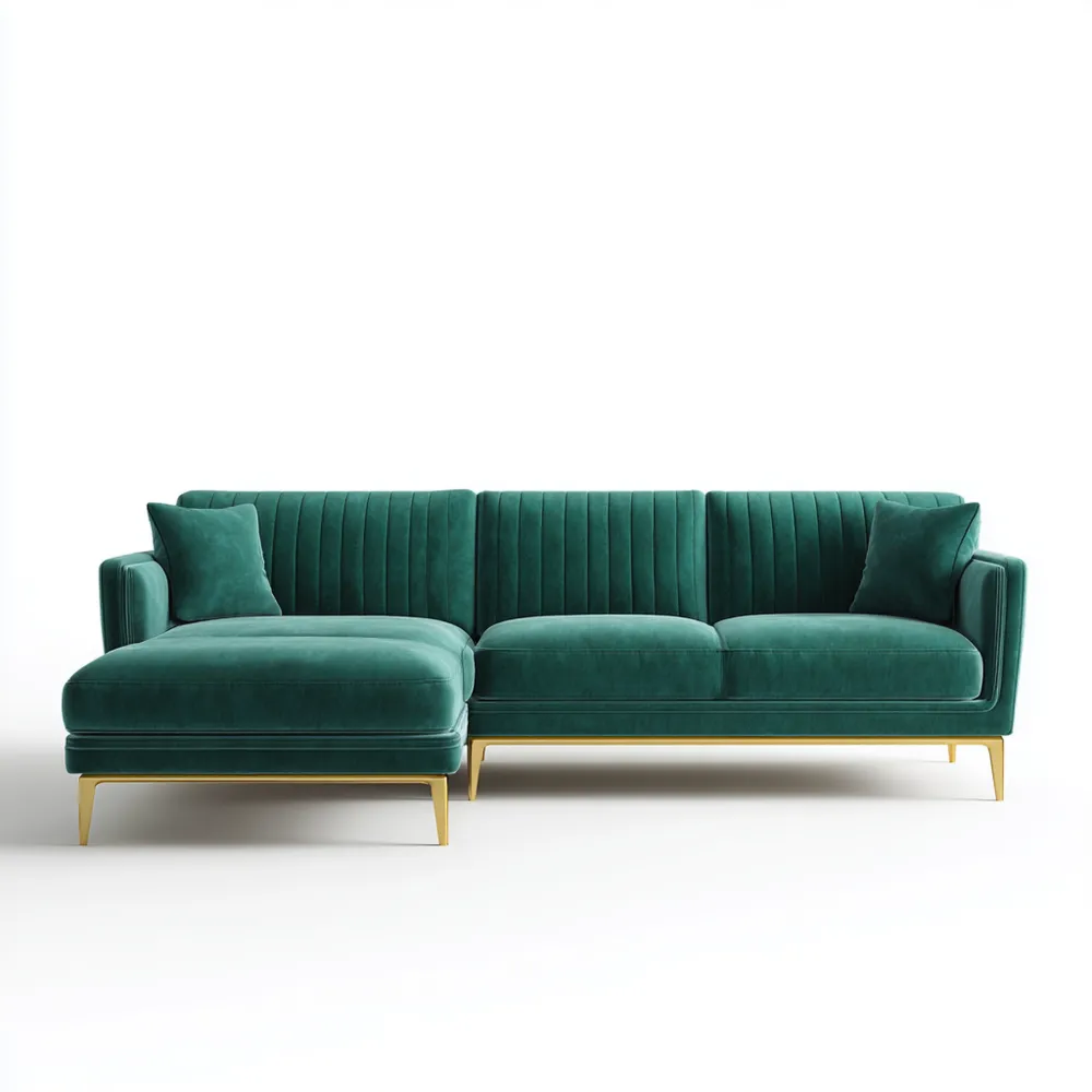Ecksofa Samt 250x150x85 cm – Dunkelgrün – Modernes Design-Dwellinora
