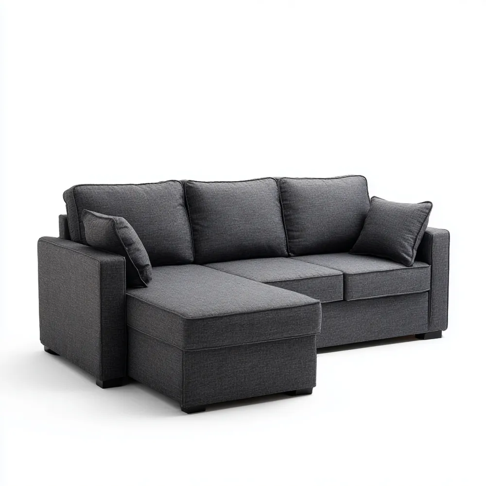 Ecksofa Stoff 250x150x85 cm - Dunkelgrau - Modernes Design-Dwellinora