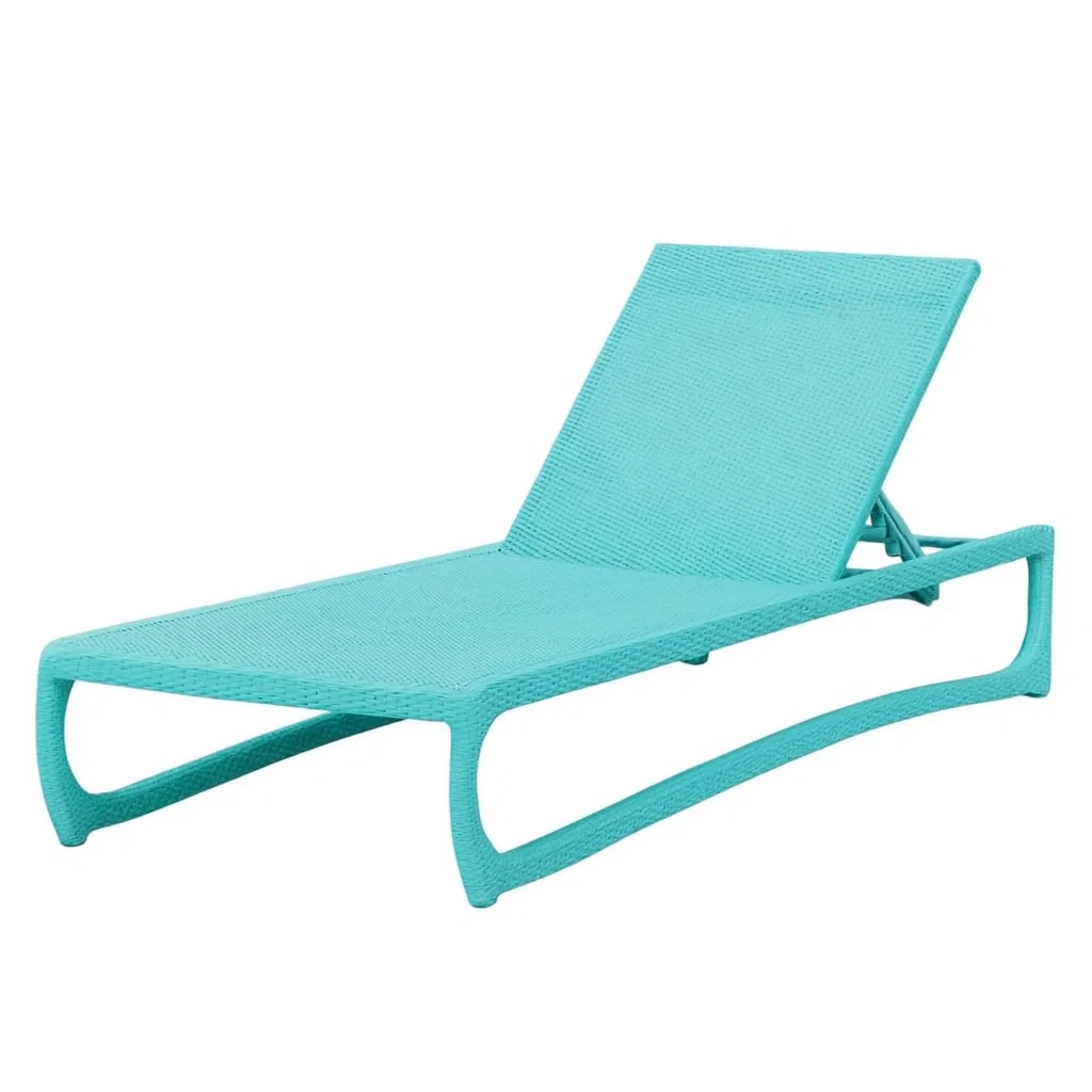 Chaise longue de jardin réglable en polyéthylène turquoise-cozyflairz