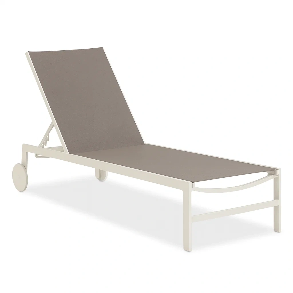 Chaise longue de jardin en aluminium et toile texaline réglable beige-cozyflairz