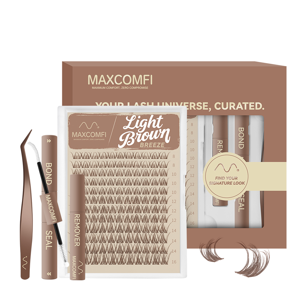 MAXCOMFI Breeze | ZEROFEEL™ Light Brown Invisible Cluster Lash Kit-Maxcomfi