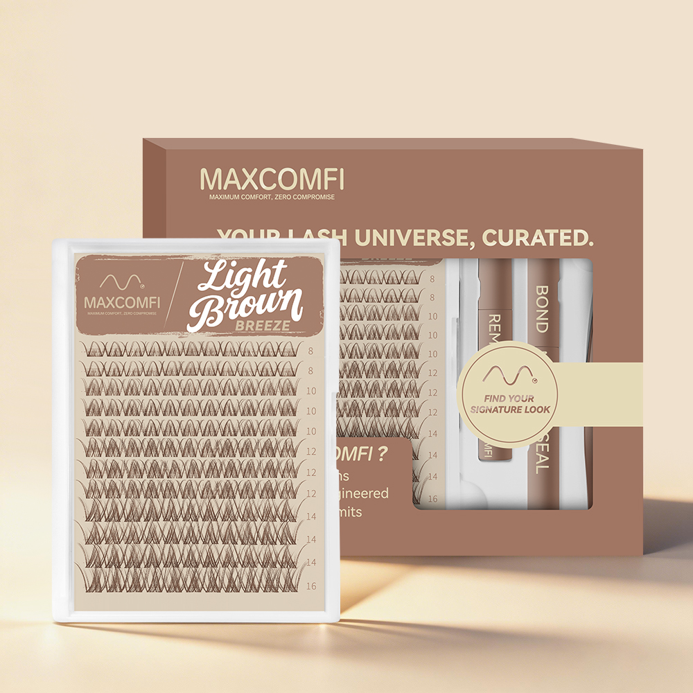 MAXCOMFI Breeze | ZEROFEEL™ Light Brown Invisible Cluster Lash Kit