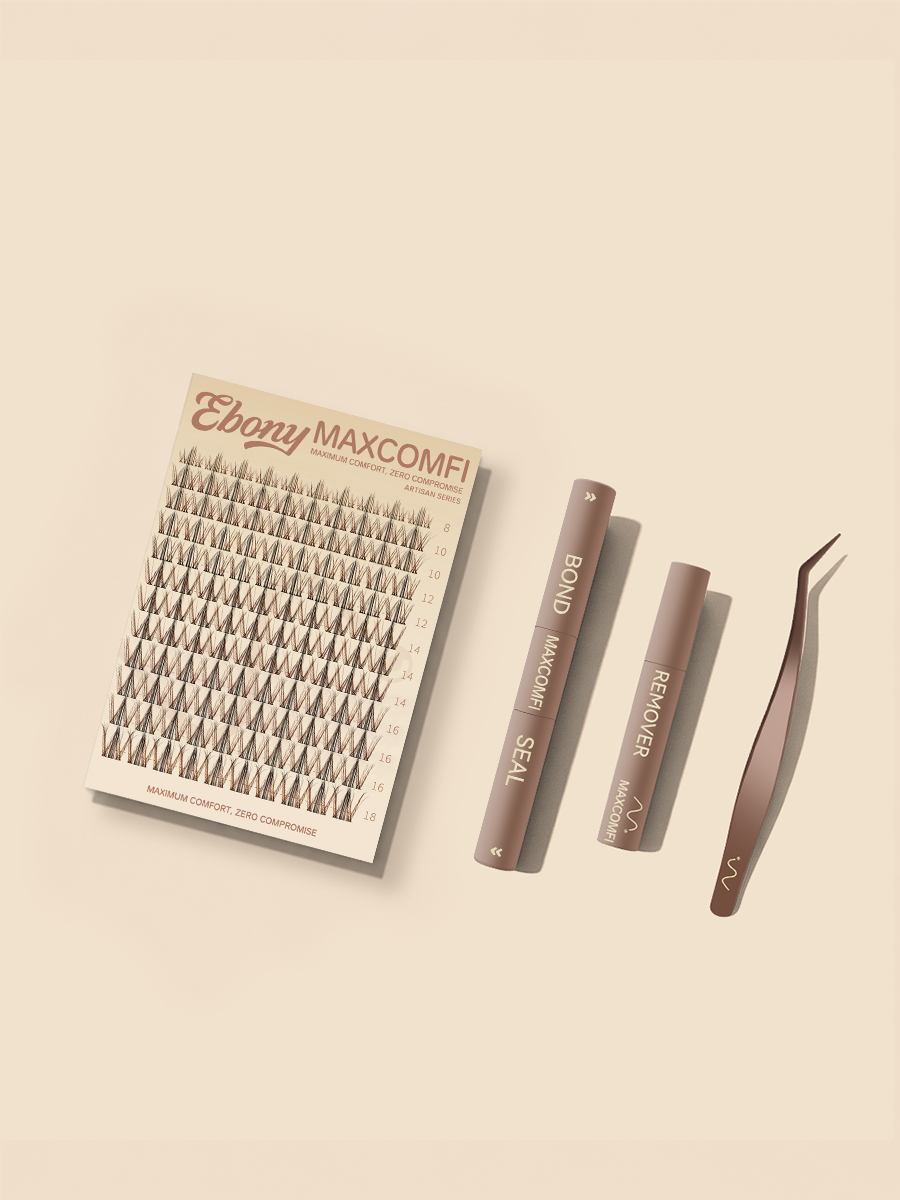 MAXCOMFI Ebony Natural Wispy Lash Cluster Kit