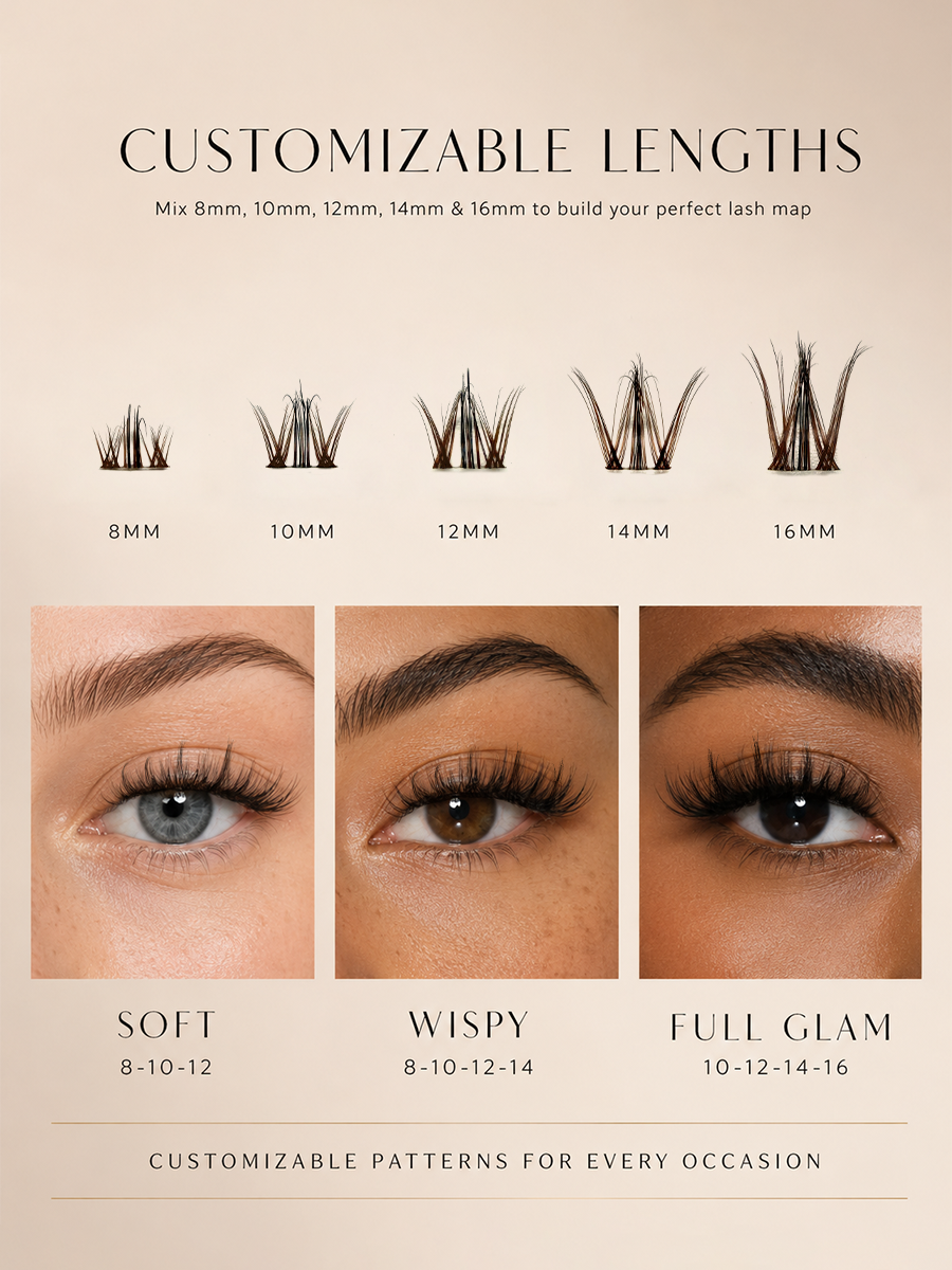 MAXCOMFI Ebony Natural Wispy Lash Cluster Kit