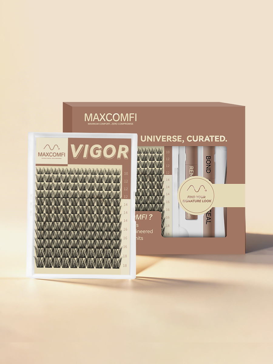 MAXCOMFI Vigor Deep Black Volume Wispy Lash Cluster Kit