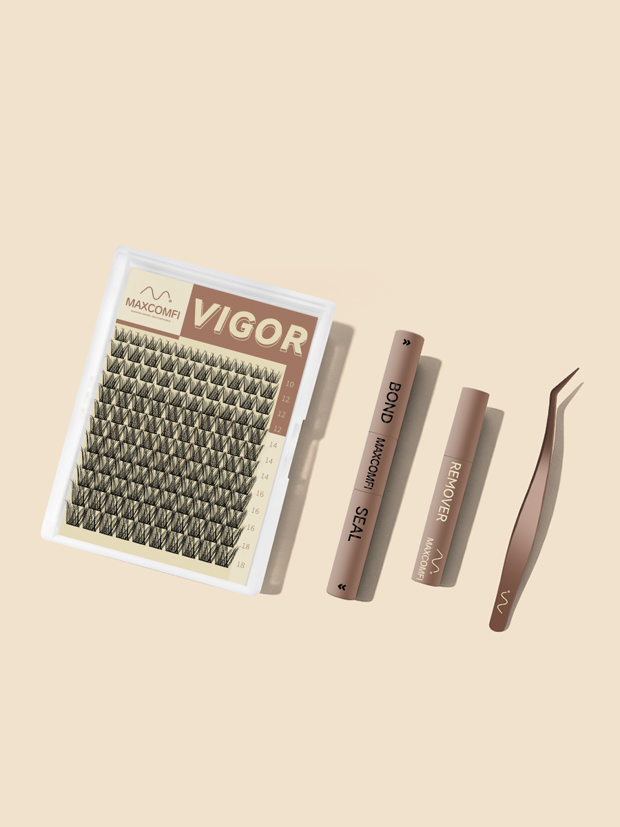 MAXCOMFI Vigor Deep Black Volume Wispy Lash Cluster Kit