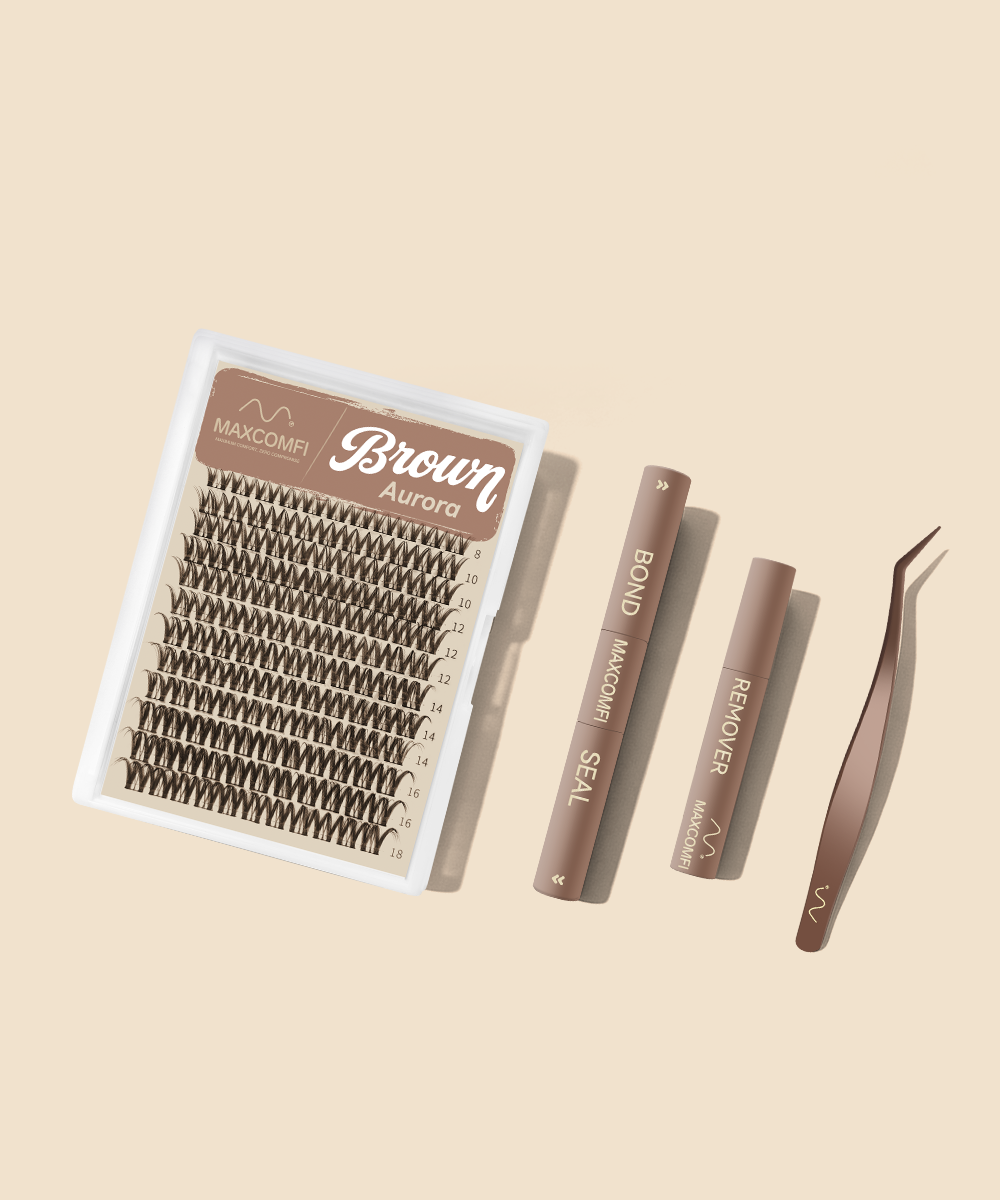 MAXCOMFI Aurora Dark Brown| SCULPTLASH™ Featherlight Winged Cluster Lash Kit