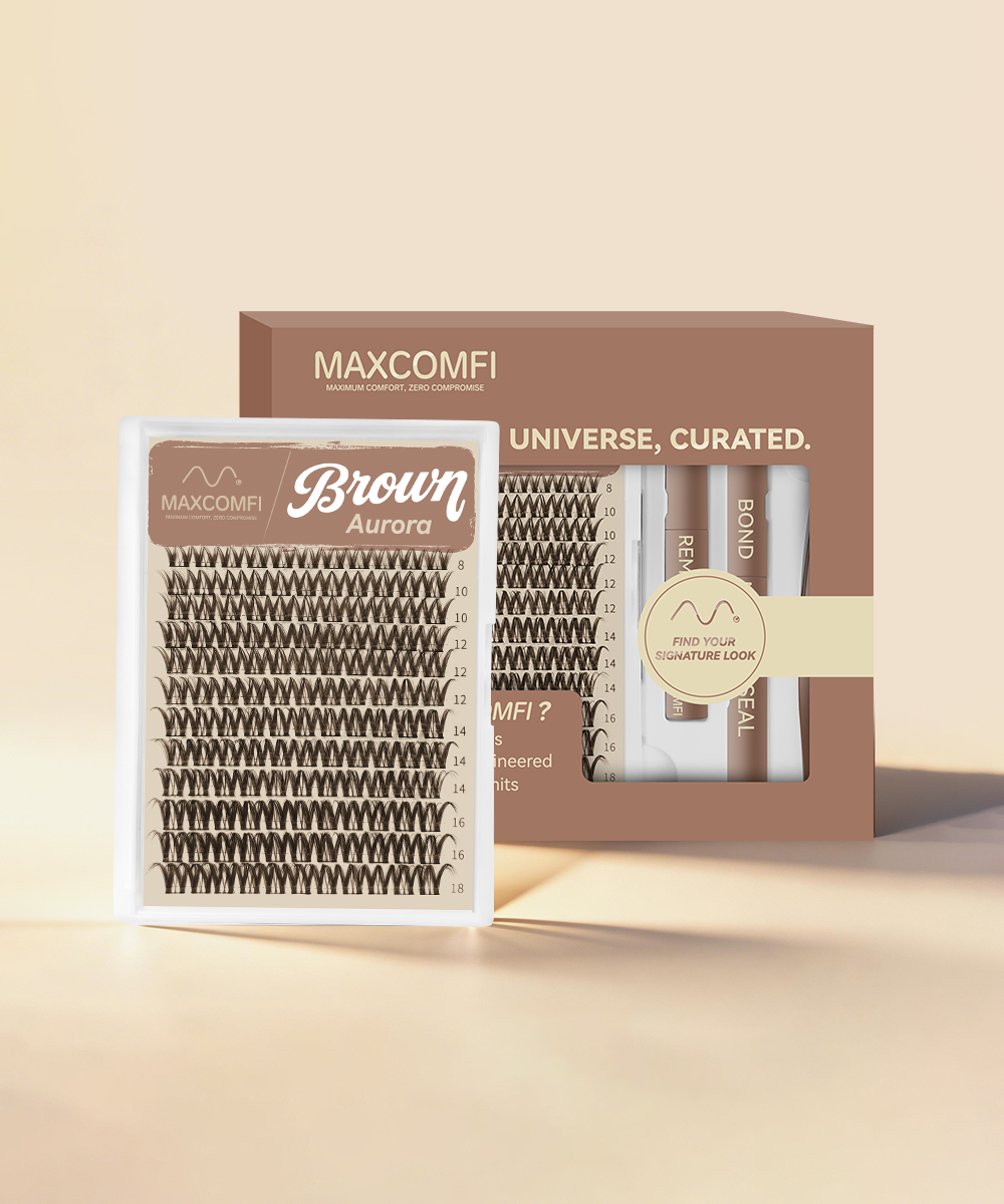 MAXCOMFI Aurora Dark Brown| SCULPTLASH™ Featherlight Winged Cluster Lash Kit