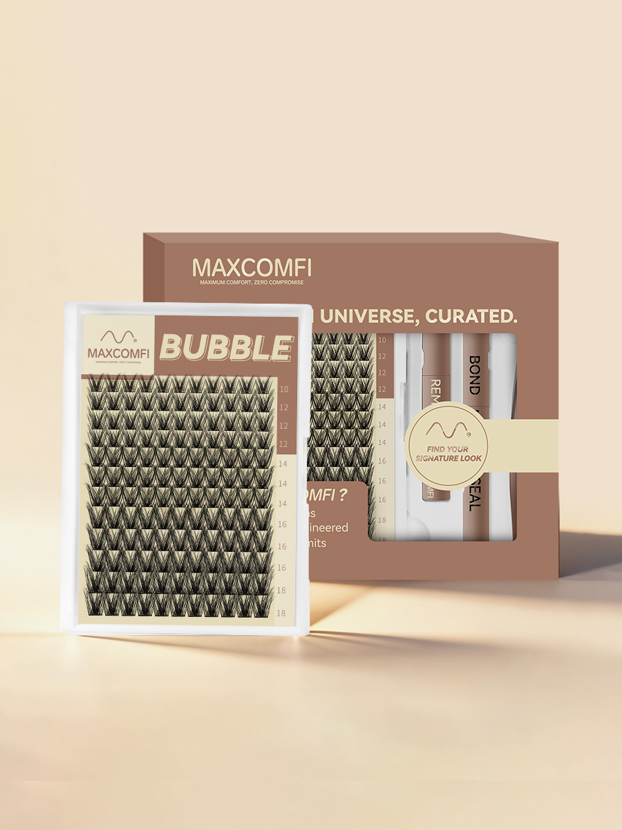 MAXCOMFI Bubble Deep Black Volume Wispy Lash Cluster Kit