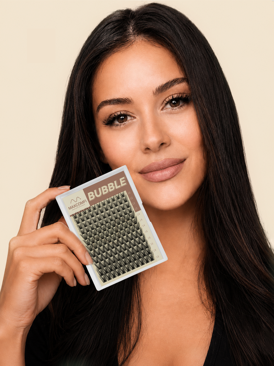 MAXCOMFI Bubble Deep Black Volume Wispy Lash Cluster Kit