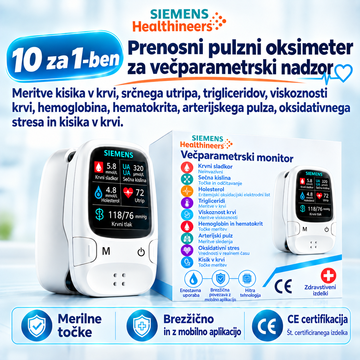 🩸 Glukometer brez prebadanja – Siemens | Brezbolečno spremljanje glukoze doma 📊