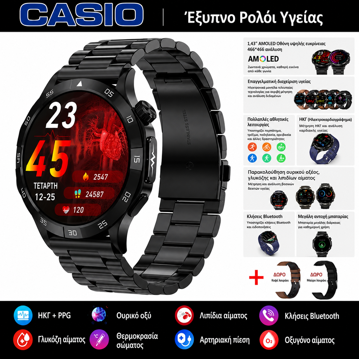 Inteligentny zegarek zdrowotny CASIO AI – nowoczesne monitorowanie organizmu 2026
