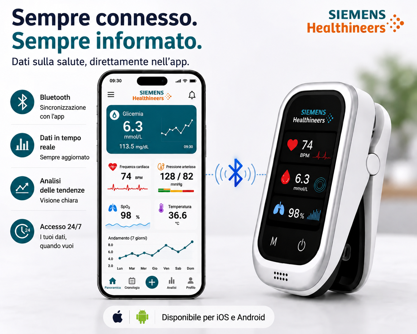 🩸 Misuratore di glicemia senza ago Siemens™ 11 in 1 Senza punture • Senza strisce reattive • Risultati in soli 5 secondi