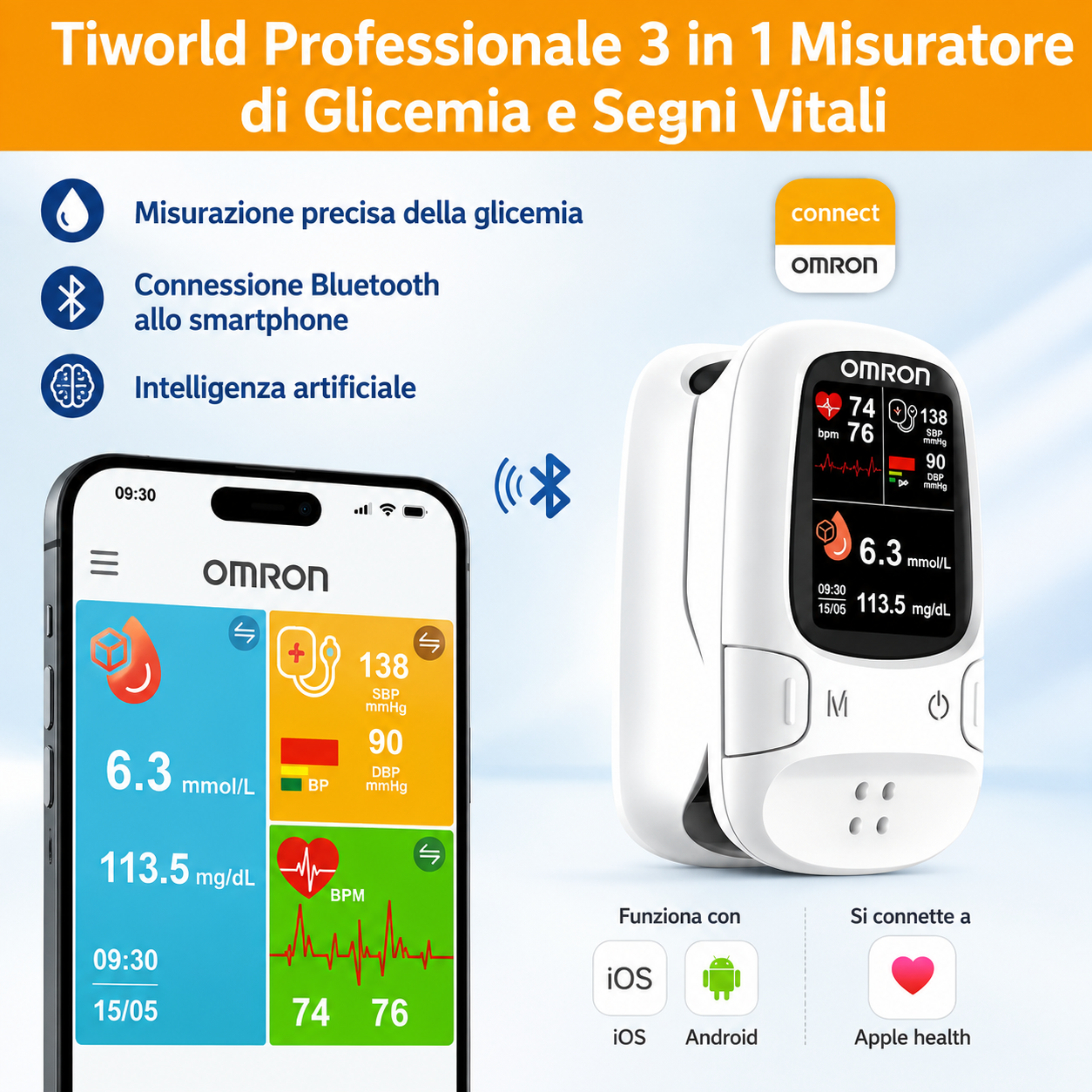 ✨ Omron™ Nuovo misuratore intelligente di glicemia non invasivo｜Senza punture, monitoraggio della glicemia con facilità