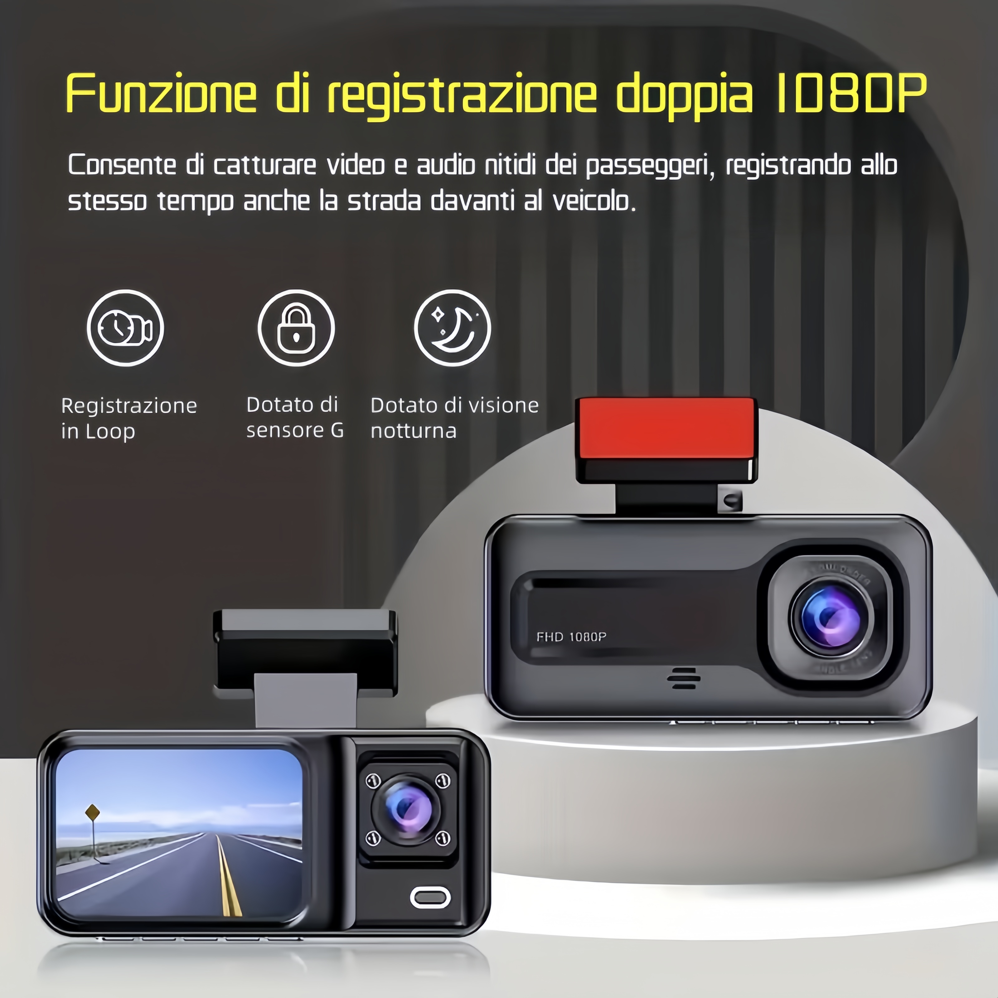 Dash Cam Full HD a 2/3 Canali